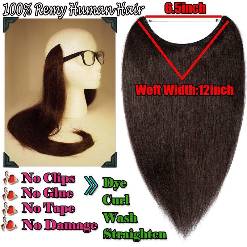 CLEARANCE Ring Wire In Remy Human Hair Extensions Hidden Headband Clip One Piece