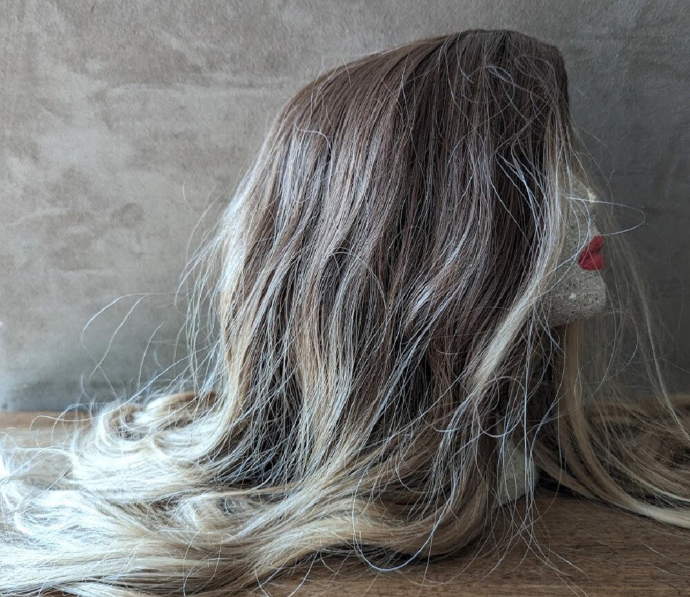Long Ombre Brown Blonde Wig, Lace Front Adjustable, Straight Center Part, New
