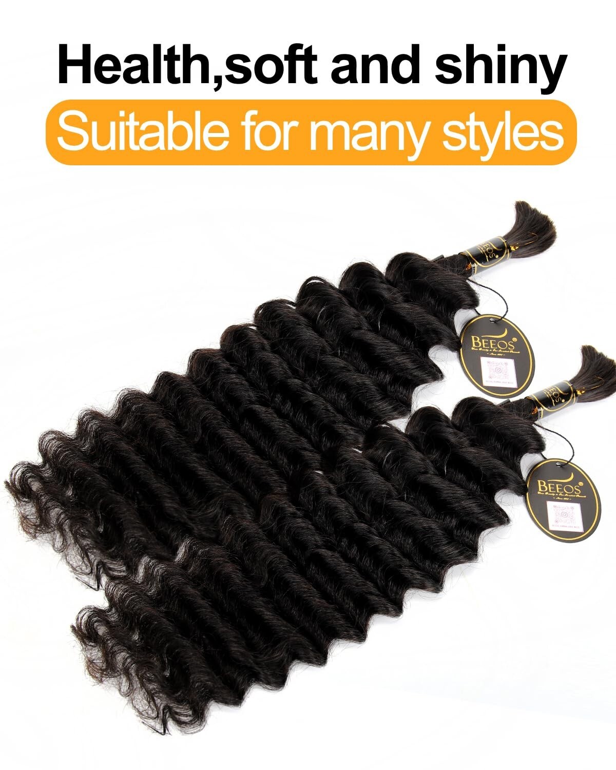 Human Braiding Hair 20 Inch 100g, Deep Wave Bulk Bundles for Boho Braids No Weft