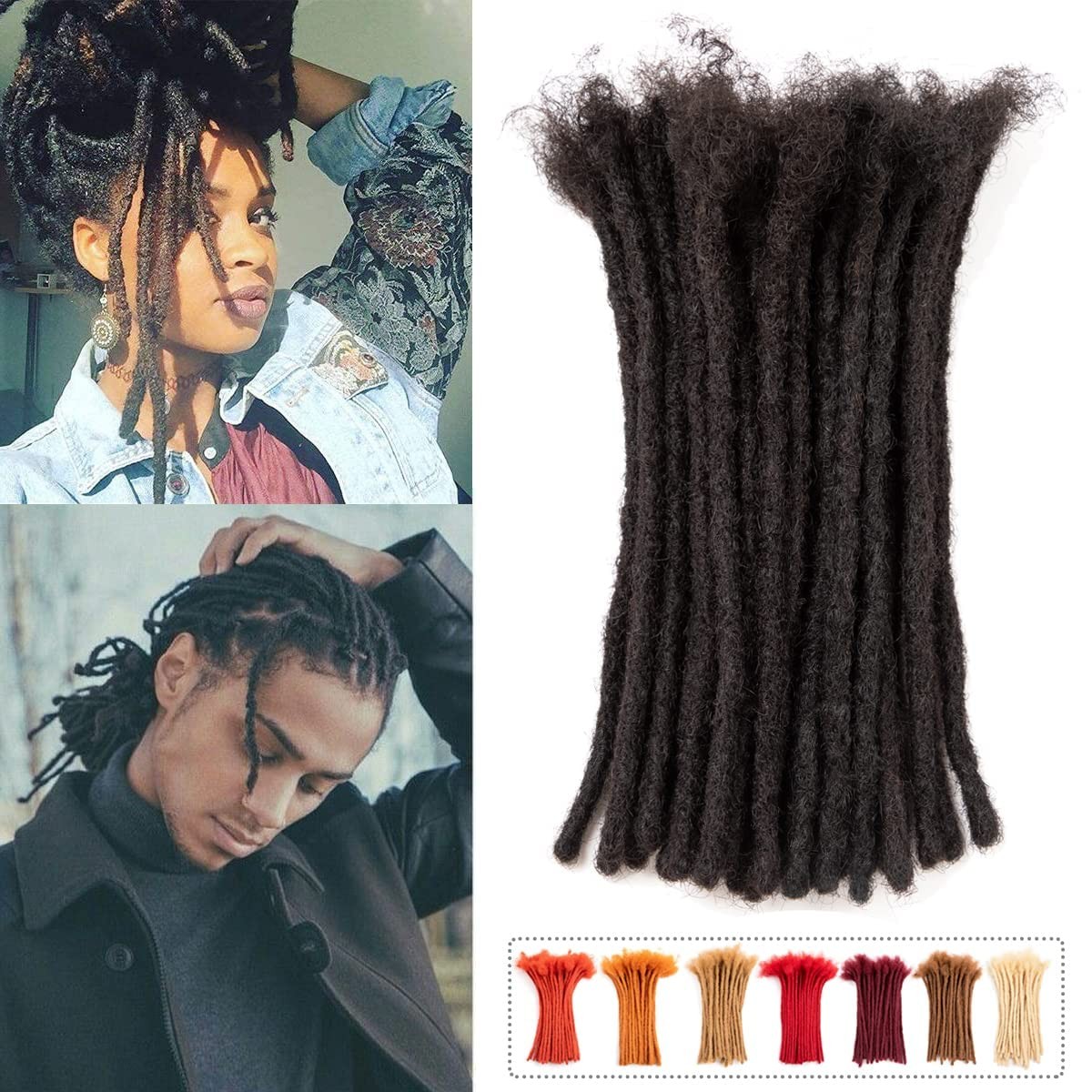 Teresa 100% Human Hair Dreadlock Extensions 0.6cm 8 Inch 20 Strands Locs