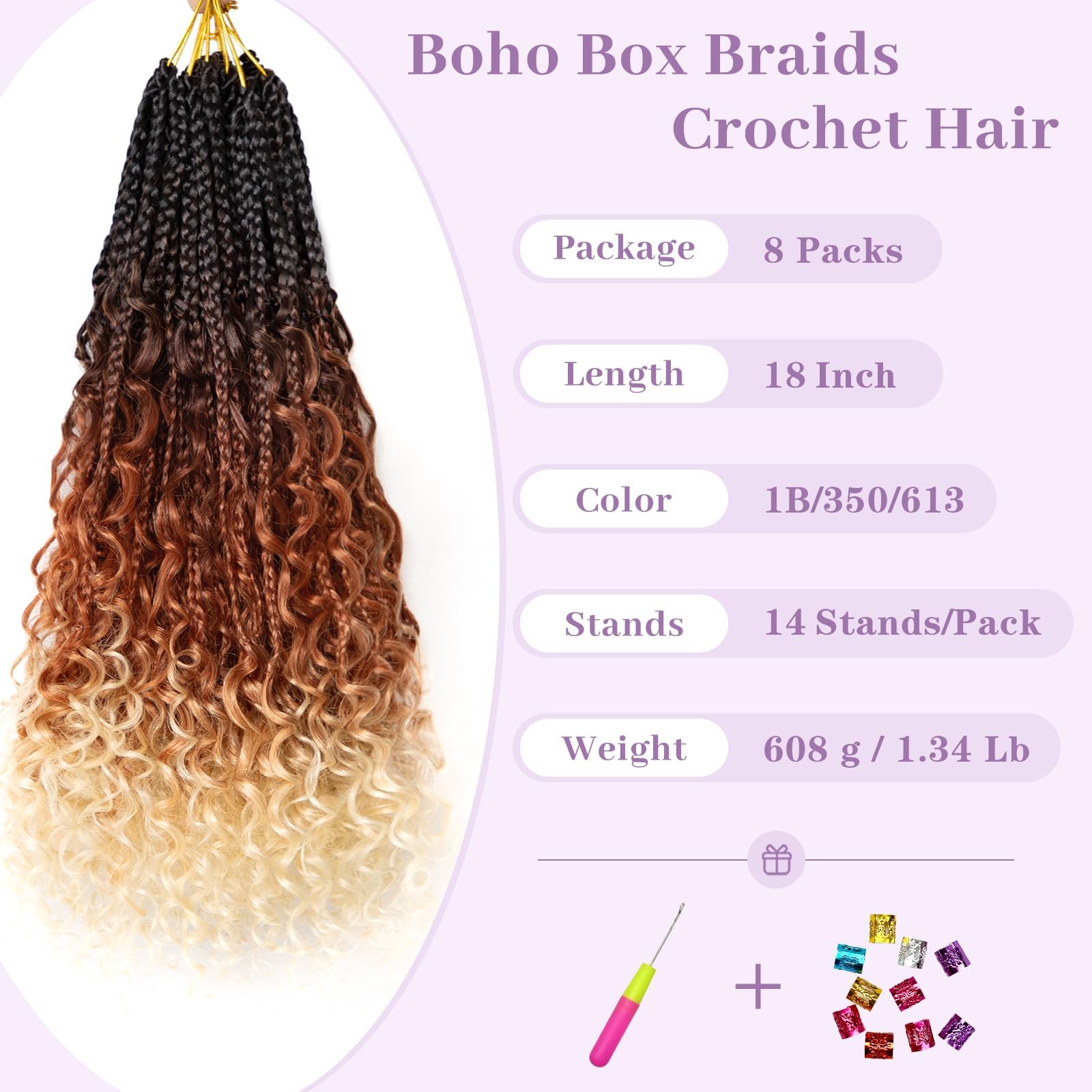 Nayoo Boho Braids Crochet Hair 18 Inch Goddess Crochet Braids Curly Ends Pre