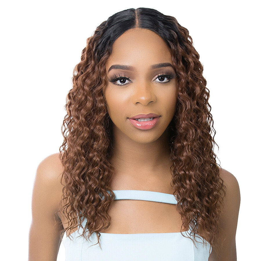 IT’S A WIG HUMAN HAIR BLEND LACE FRONT WIG – HH HD LACE DEEP WAVE 28″