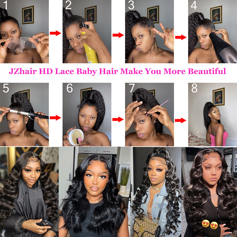 Invisible Baby Hair Lace Edge Stripes Reusable Remy Human Hair Piece Black Women