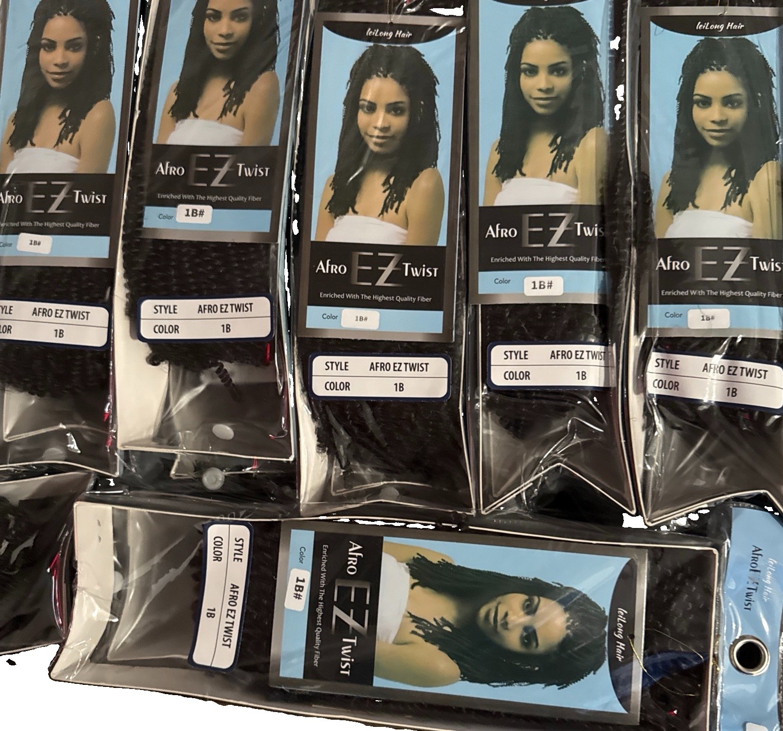 leiLong Hair Afro EZ Twist Curly Synthetic Heat Resistant Hair Extension 1B