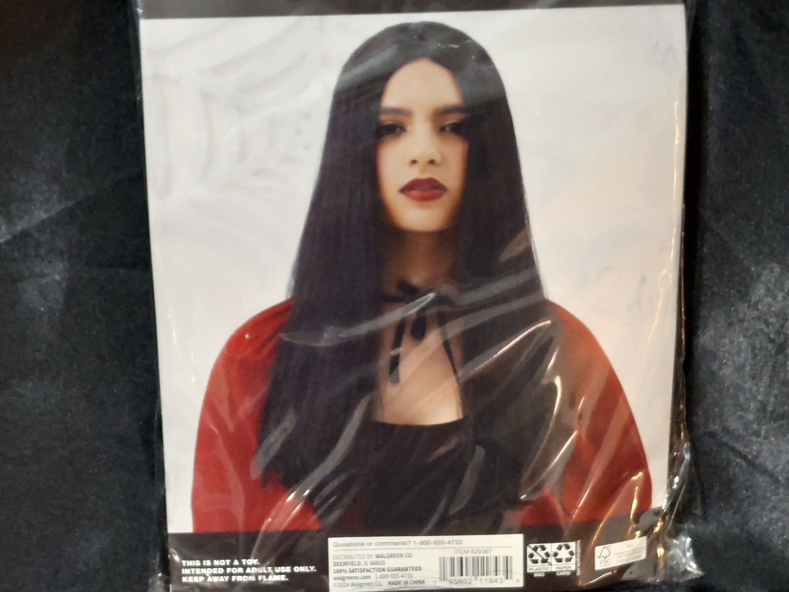HAPPY HALLOWEEN LONG BLACK WIG – ONE SIZE FITS MOST – SEALED NEW IN BAG