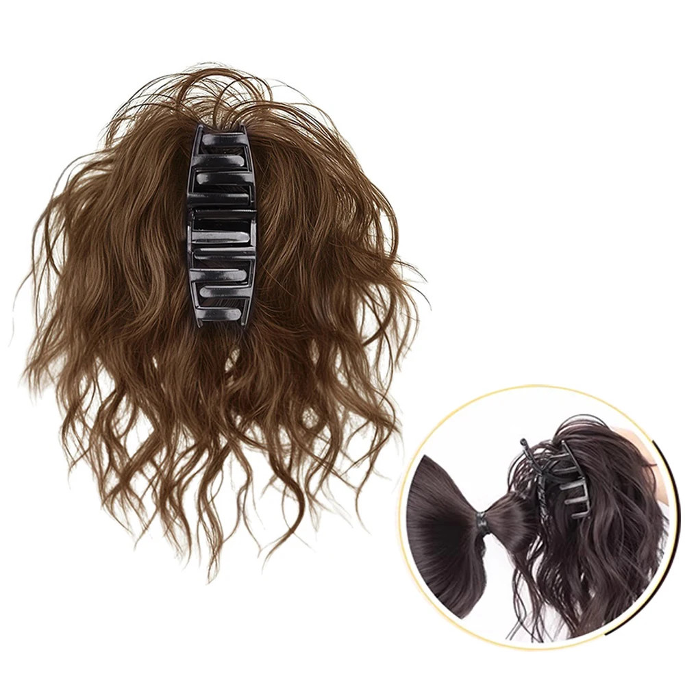 Short Curly Synthetic Claw Clip Ponytail Hair Extensions For Women High Top Bun