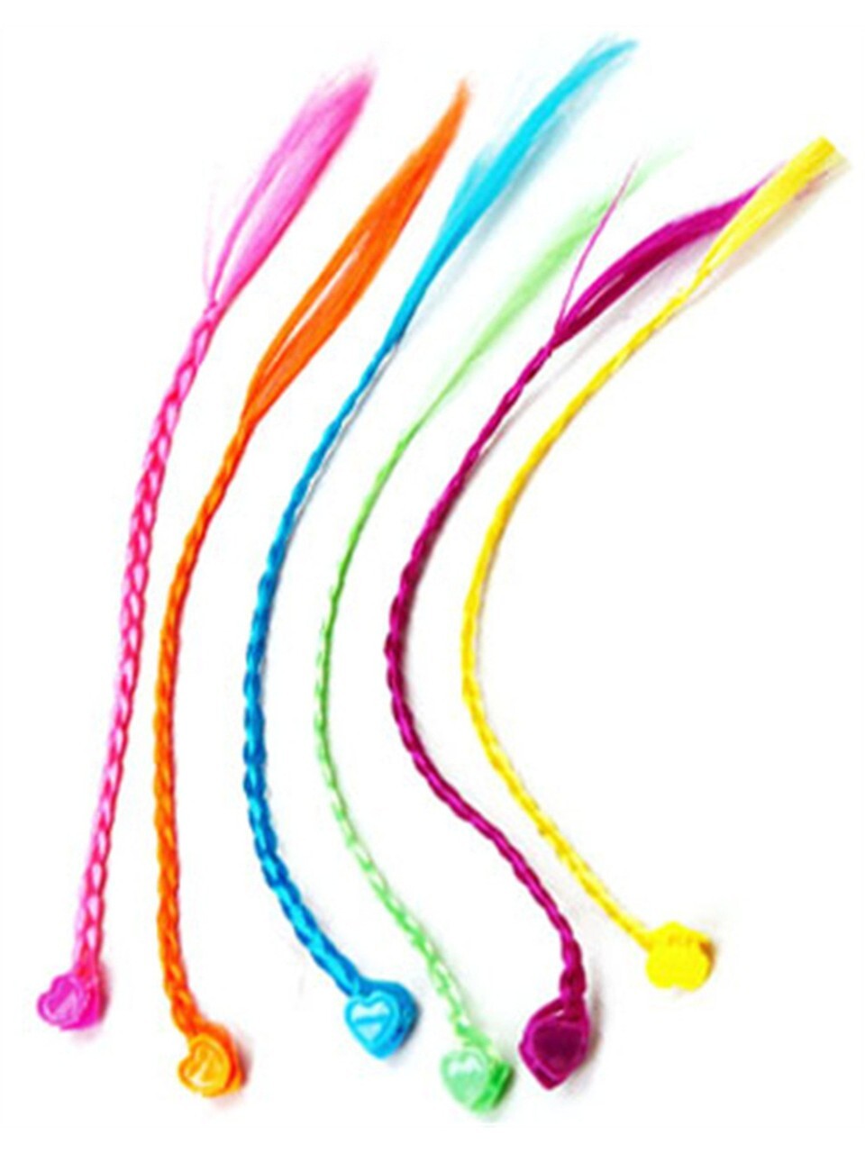 Neon Retro Braided Hair Clips Extensions 12pc Lot of 3 Set 36 Clips