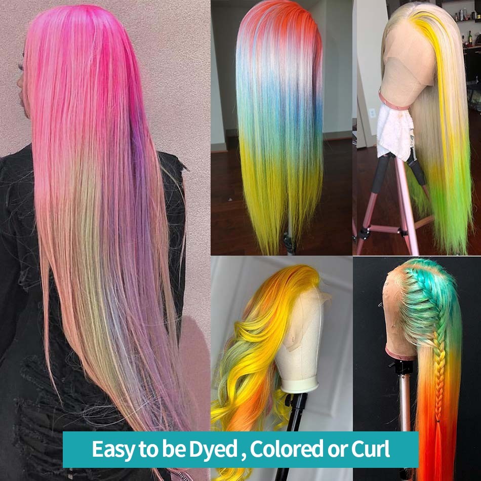 Natural Layered Frontal Lace Wigs Long Straight Blonde Heat Resistant Hair