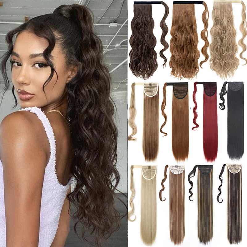 Long Thick Real Wrap Ponytail Clip In Hair Extensions Pony Tail Natural as Human