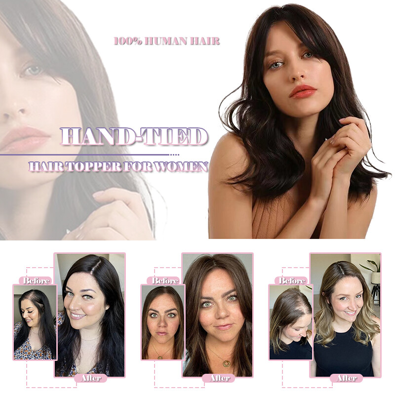 Clip in 100% Remy Human Hair Hand-Tied Top Lace Base Topper Hairpiece 8cm*10cm