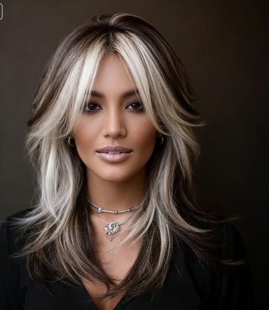 Brown with White Blonde Highlight 100% Human Hair 13×4 Lace Front Wigs