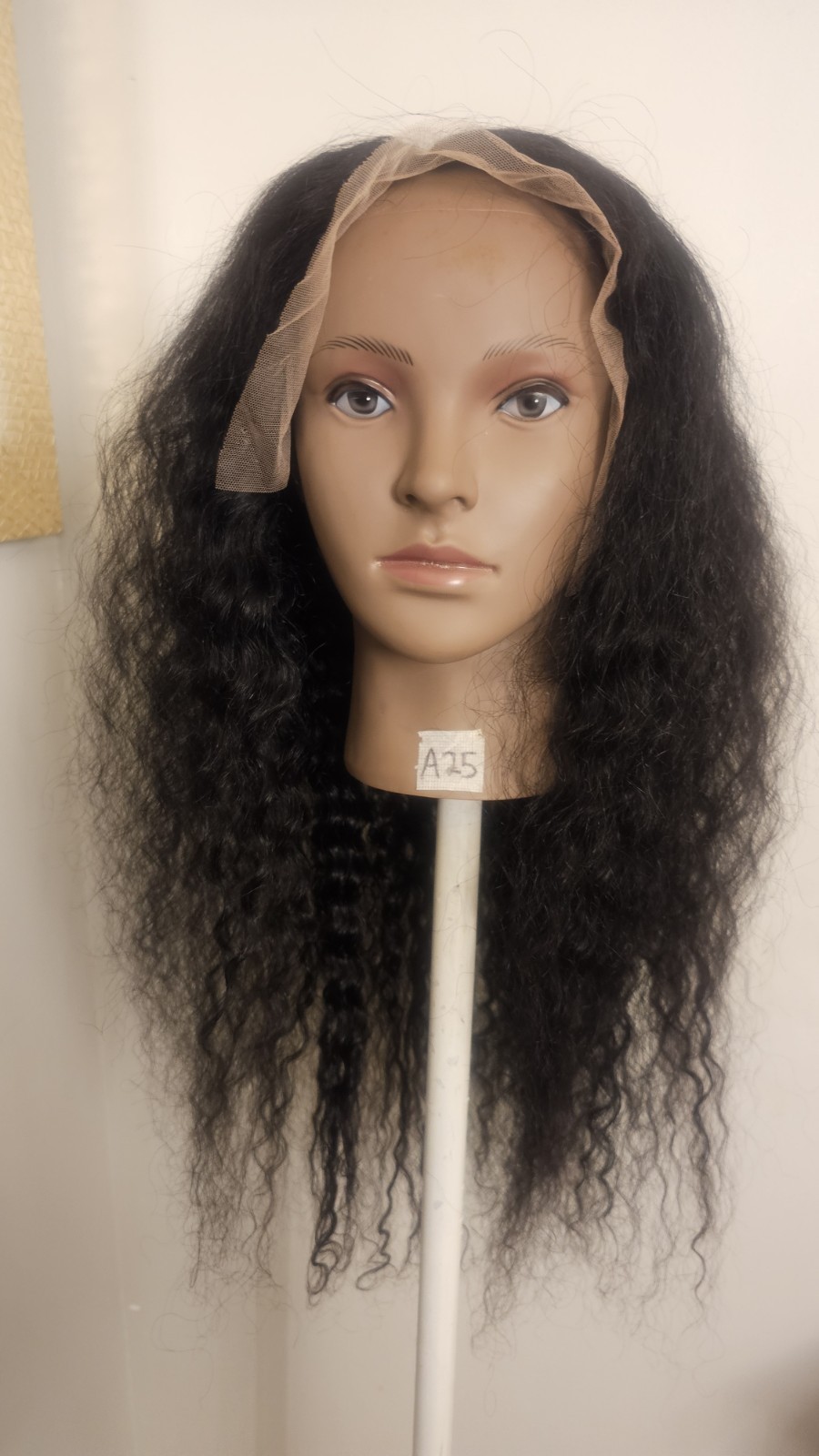High-Quality Regular Top 24″ natural black 150% Virgin Human Hair Lace Wig