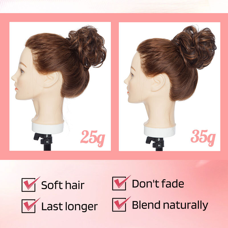 Thin Curly Bun Hair Piece Scrunchie Updo 100% Natural Synthetic Hair Extension