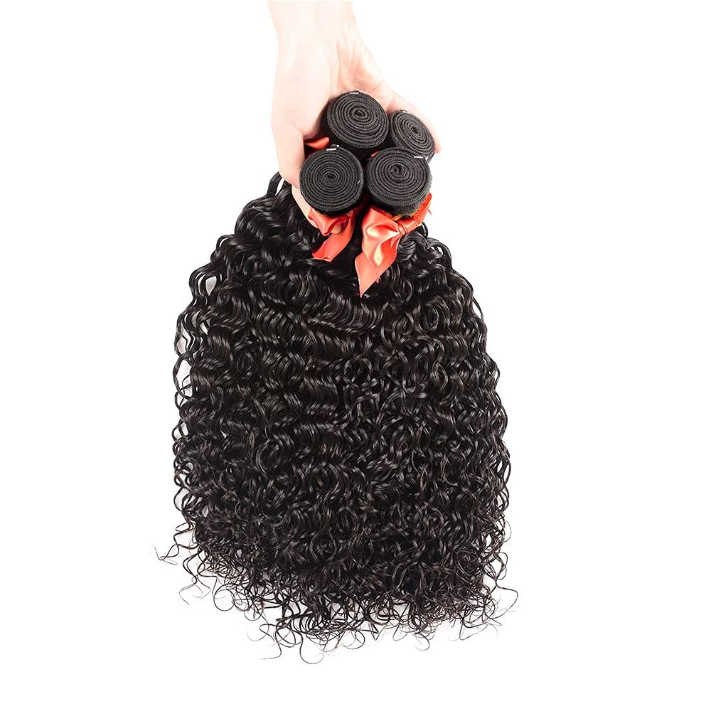Luxurious Water Wave Human Hair Bundles – Natural Black, 22-28 Inch Extensions