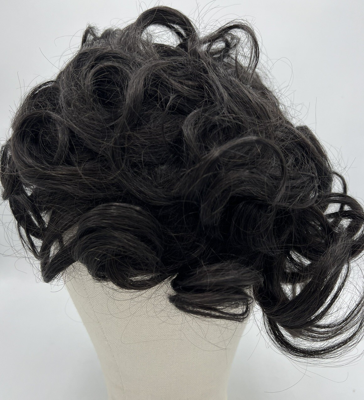 Mens Toupee Loose Curl Hair Replacement System Ultra Thin Black Curly Hairpieces