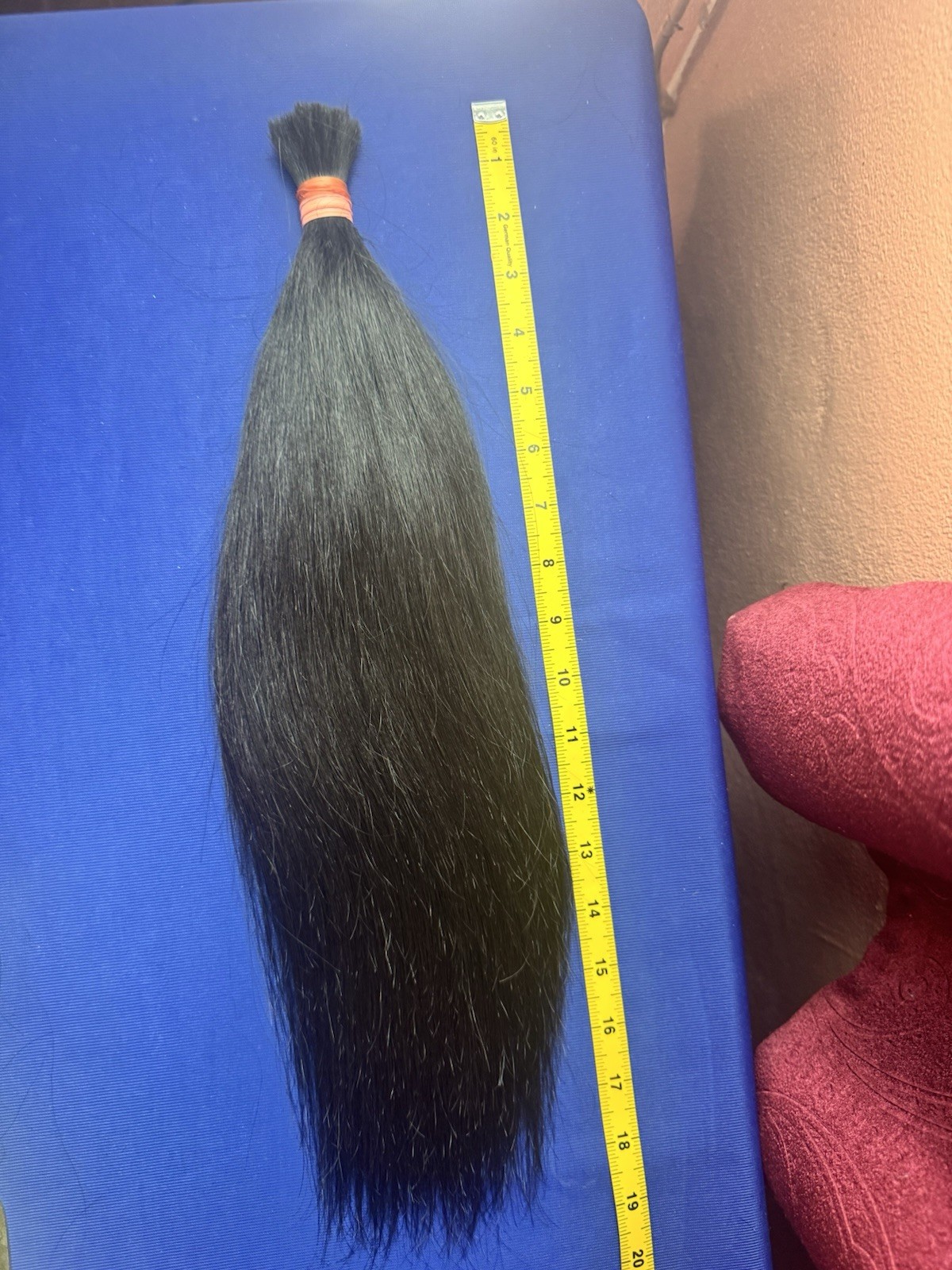1563 Natural Black Human Hair 19 inch 82 G Long Straight Cut Hair Ponytail