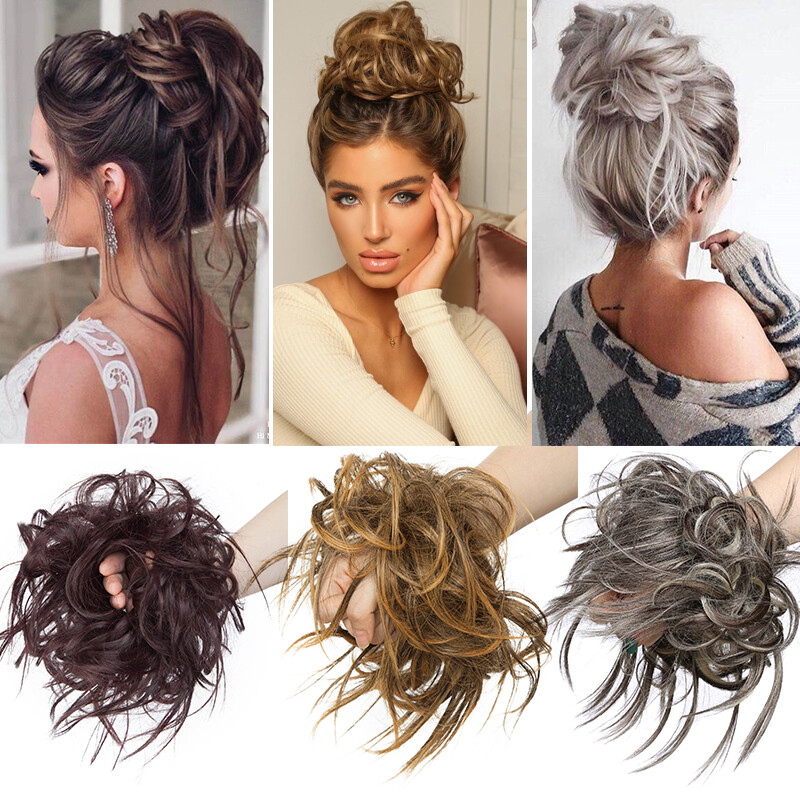 Extra Thick Messy Bun Hairpiece Scrunchie As Human Hair Extension Real Ponytails