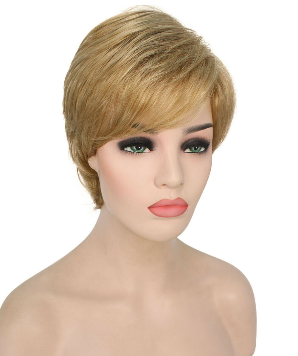Rita – Straight Kanekalon Synthetic Fiber Full Wig, 2.5 – 4.5 in, Honey Blonde
