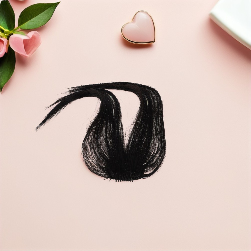 Pair of Brown Clip in Fringe Human Hair Bangs Comfortable Clip on Hairpiece