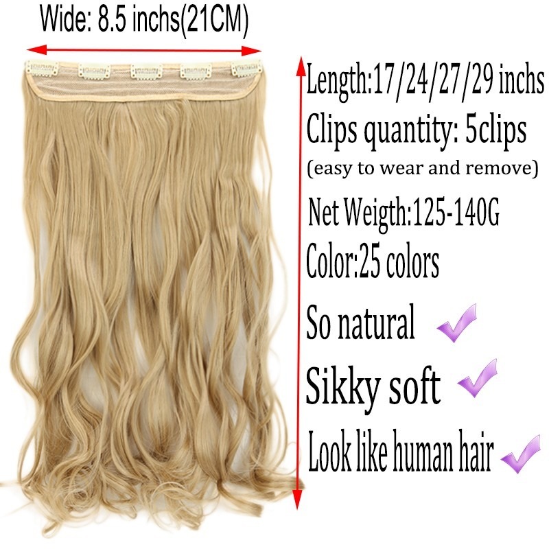 One Piece Clip in Hair Extensions Full Head Straight Curly V-Shape Hairpiece USA