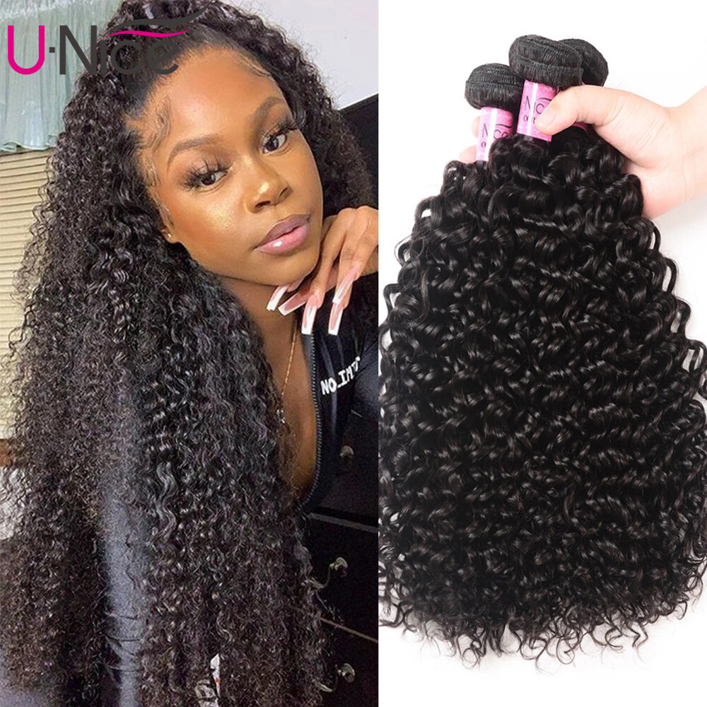 UNice Hair Cambodian Curly 3 Bundles Human Hair Extensions Virgin Hair Weaves US