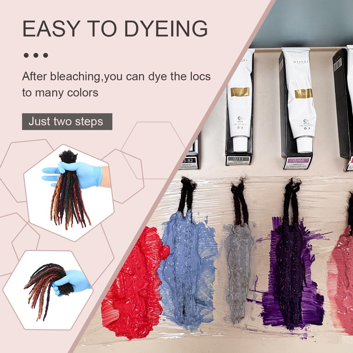 DAIXI Handmade Interlocking 100% Real Human Hair Permanent Loc Extensions 8″ 0.8