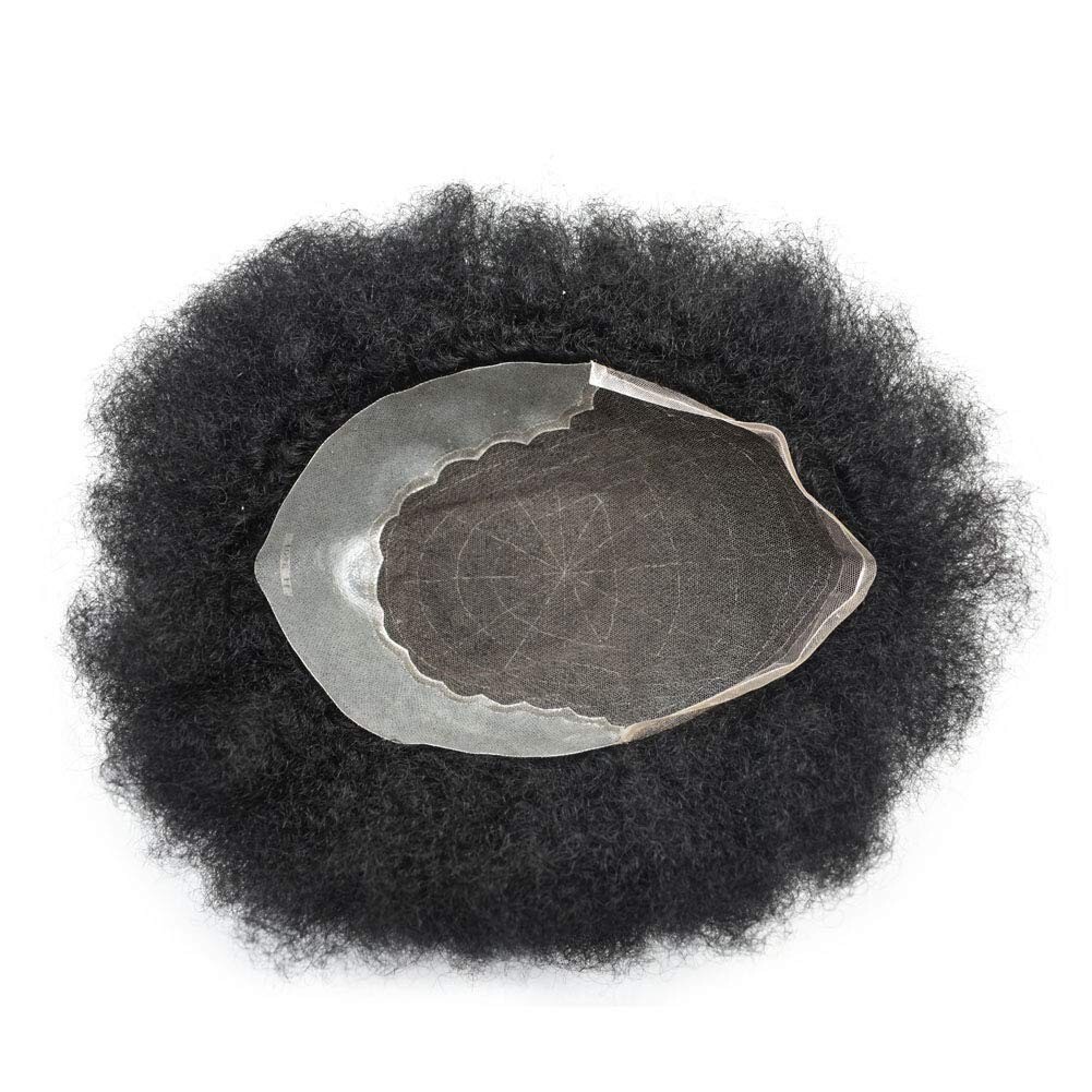 Afro Curl Mens Toupee French Lace FrontHair piece African American Hair Systems