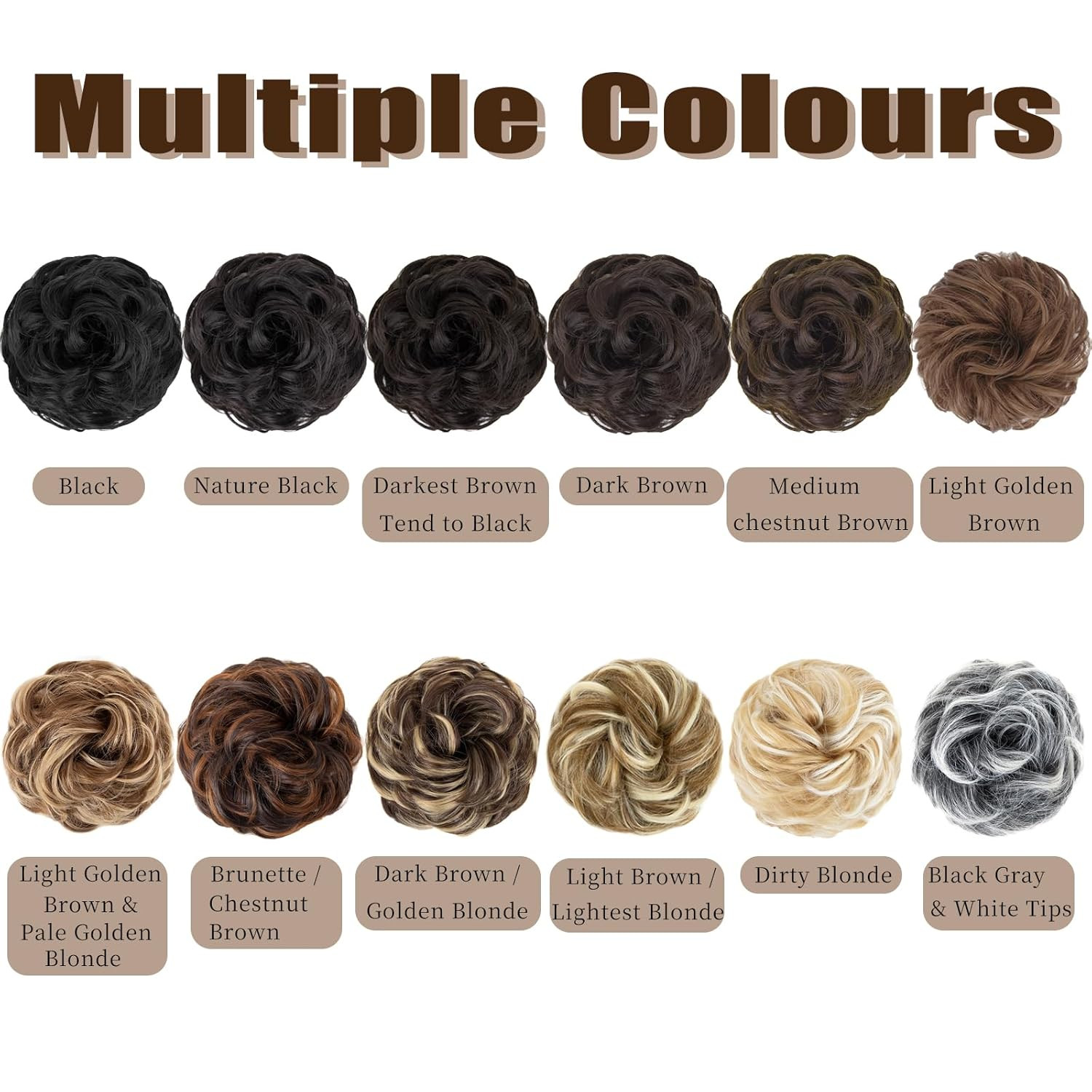 1PCS Messy Bun Hair Piece Wavy Curly Thick Updo Hairpiece Synthetic Chignon Hair