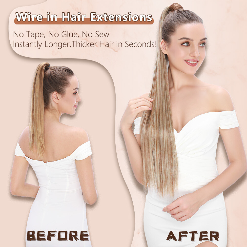 Long Thick Hair Wrap Around Ponytail Clip In Pony Tail as Human Long For Human