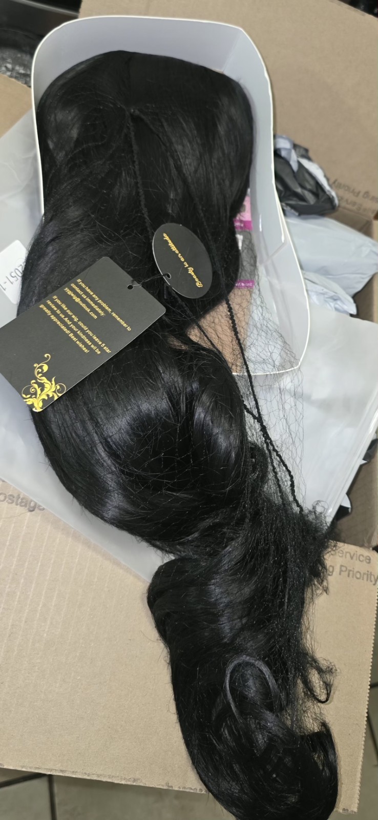 OKVOKV Synthetic Wavy Wig Heat-Resistant with Wig Cap Black Brown Ombre