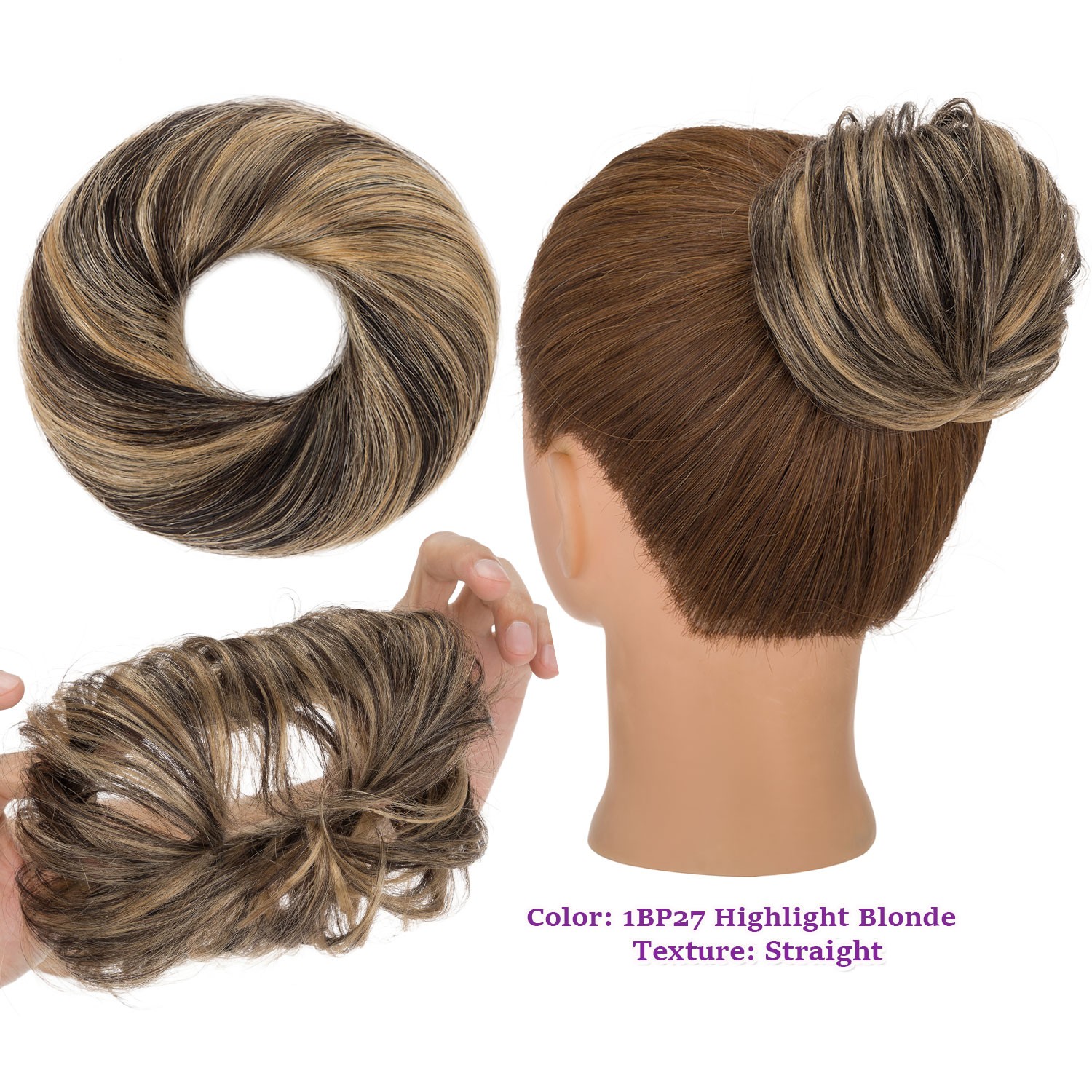 USA Messy Bun Remy Real Human Hair Piece Wrap on Scrunchie Updo Hair Extensions