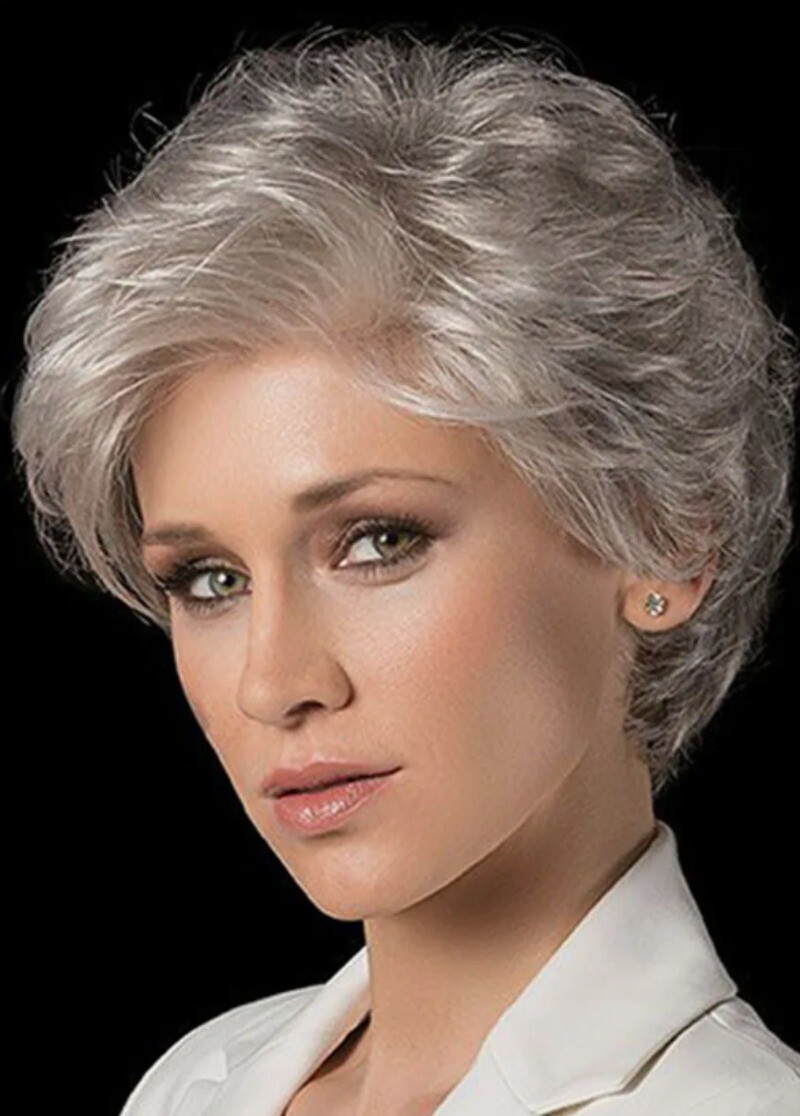 Short Shaggy Hairstyles Women’s Wavy Synthetic Hair Capless Wigs 10Inch