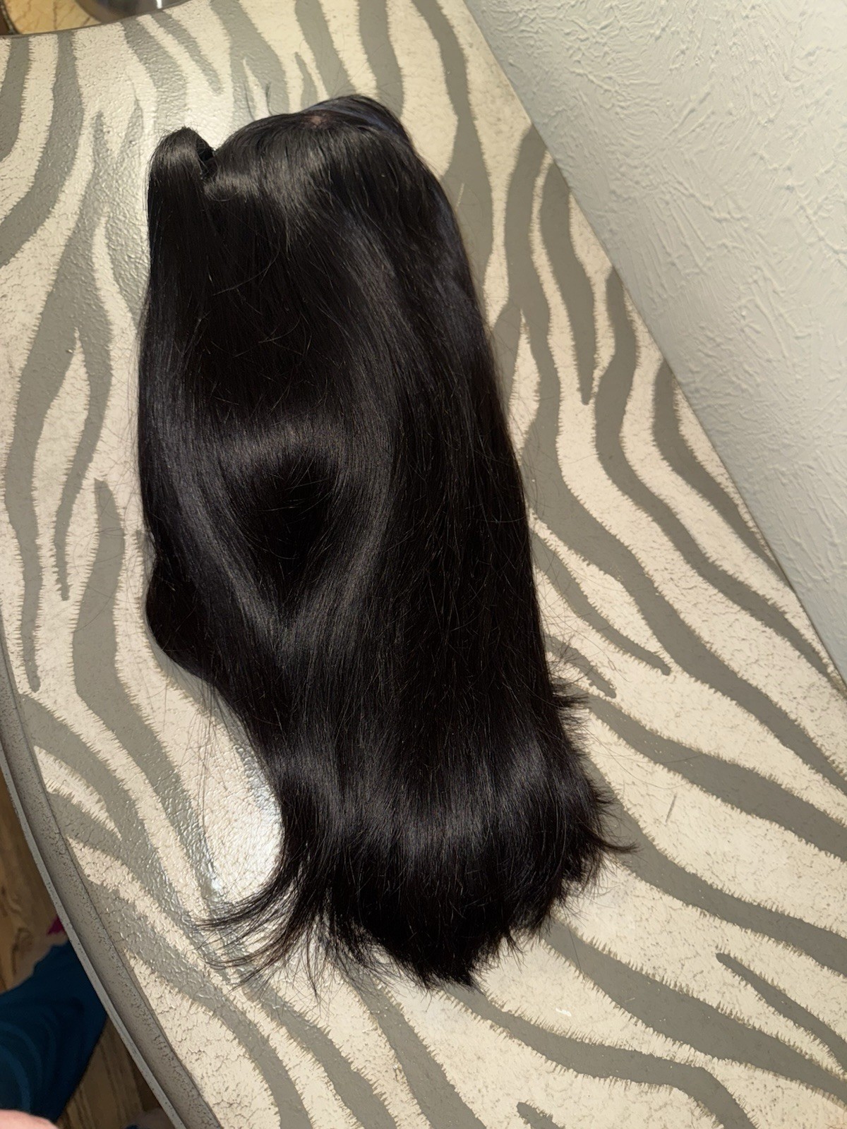 Beautiful,100% Human Hair,Jet Black Wig,Straight Style With 2 Braids In Front