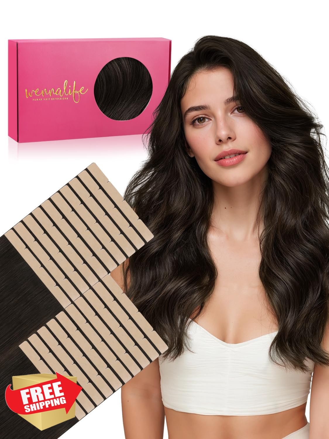 Wennalife Tape Hair 8cm-24 Inch #2 Dark Brown