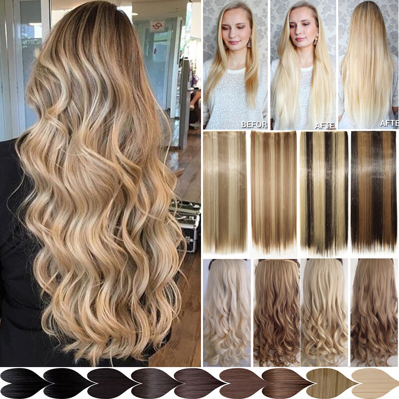 One Piece 3/4 Full Head Clip in on Hair Extension Real As Human Hair Pieces LC7