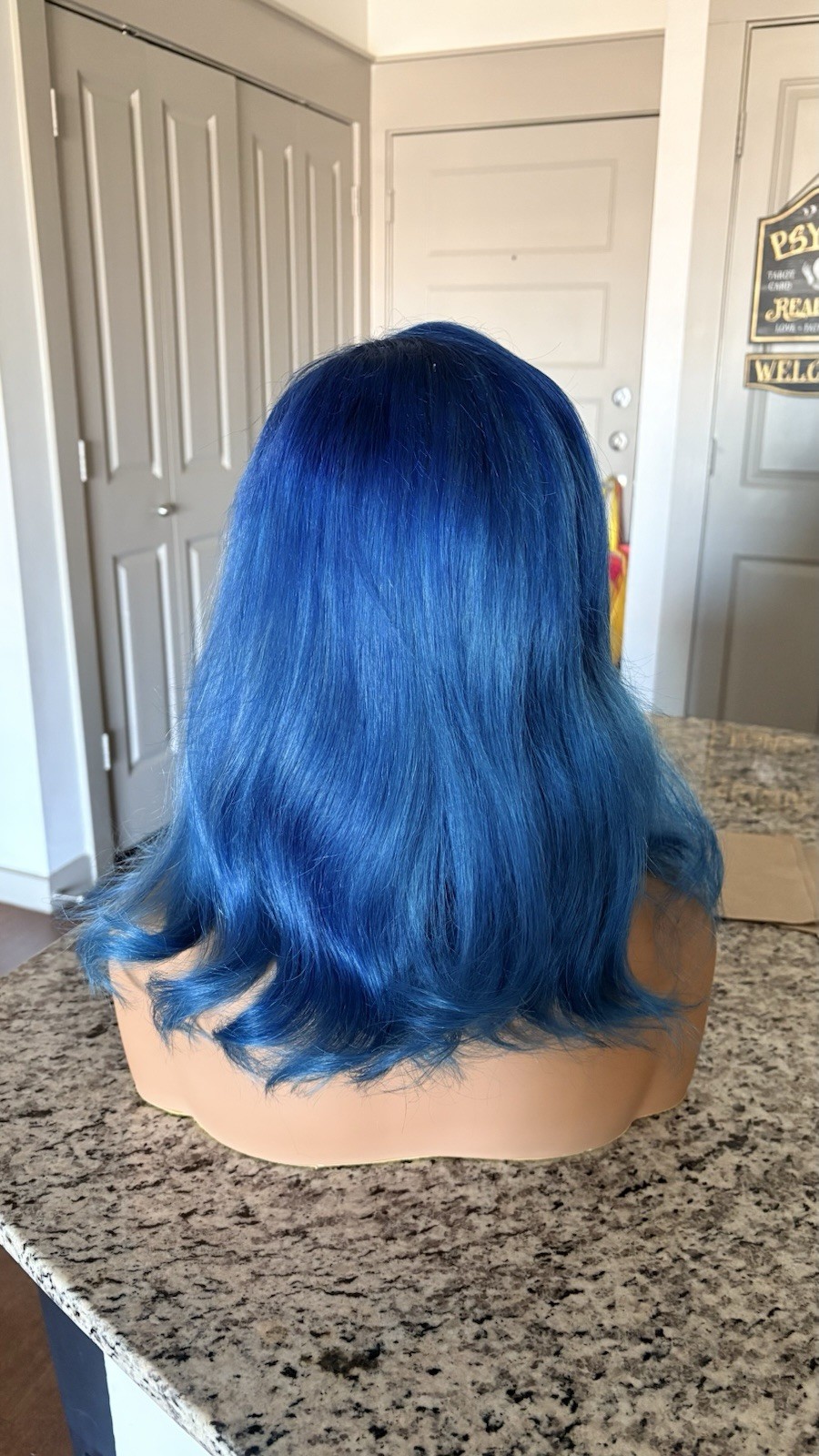 Blue Human Hair Wig 4×4 Straight 14inch Lace Closure 150% Density