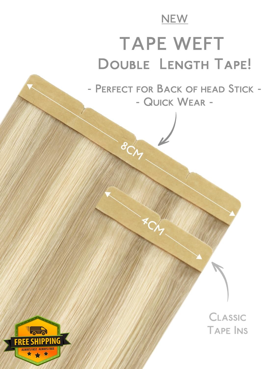Wennalife 22in 50g Tape In Hair Extensions 8cm-#17/22/60 Ombre