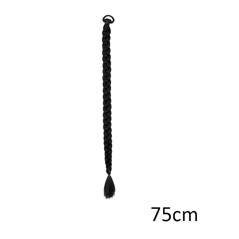 Long Synthetic Straight Braided Hair Extension Elastic Band Clip-in Hairpiece