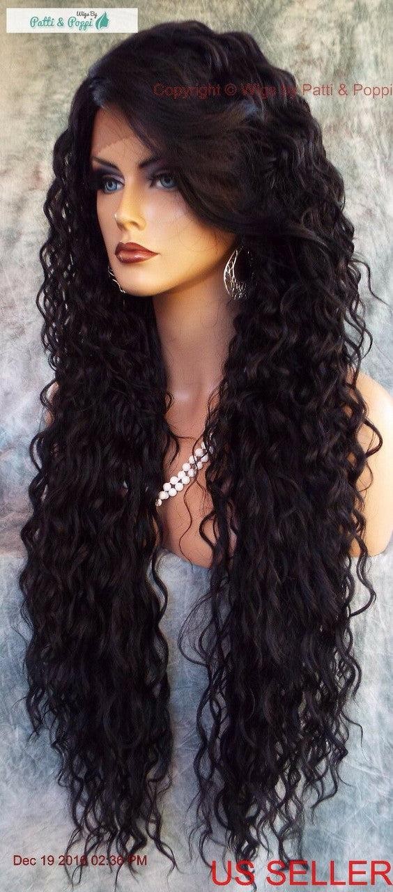 36″ X-LONG LACE FRONT DEEP C-PART HIGH HEAT SAFE WIG COLOR #1B SEXY 1127