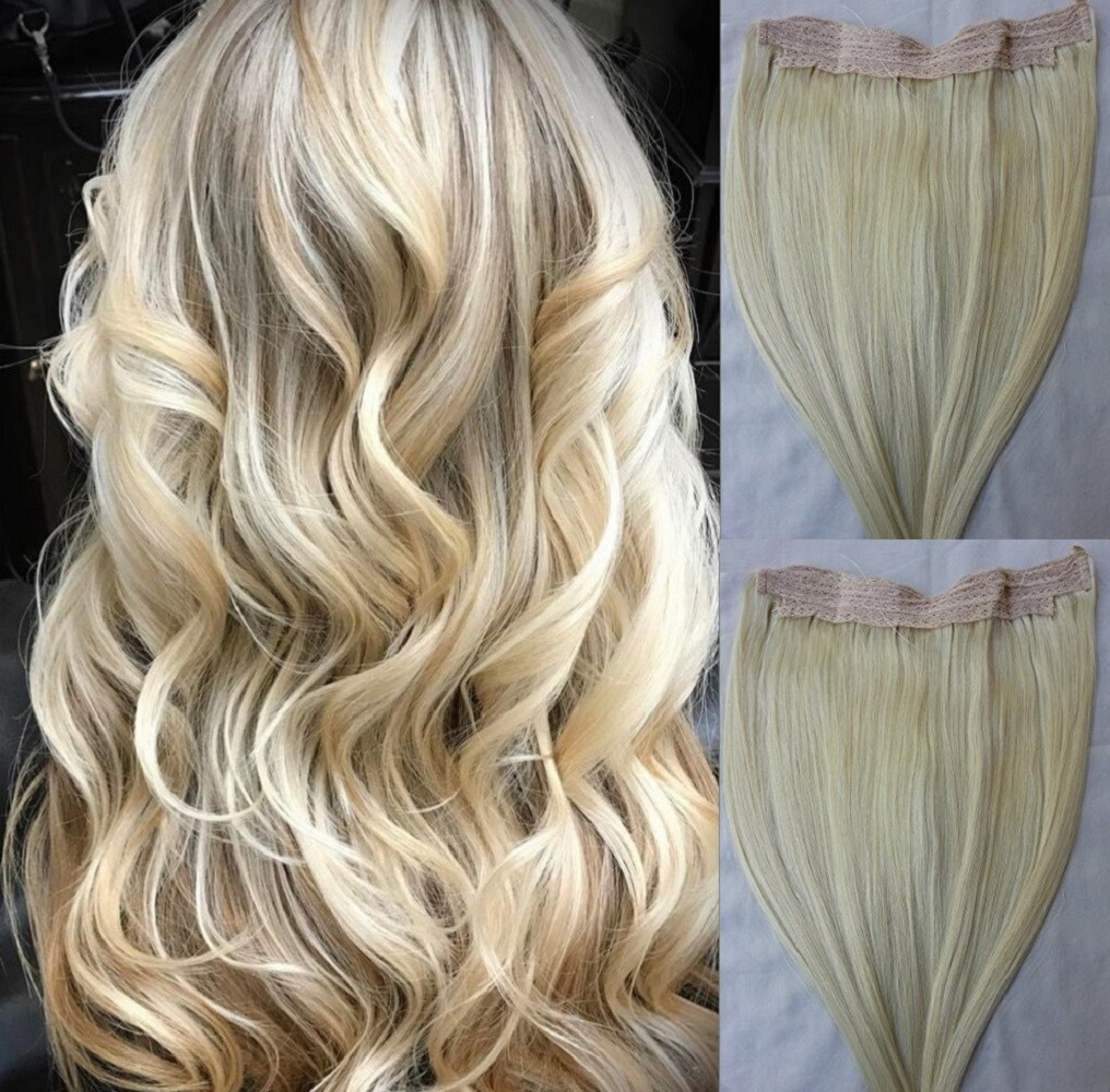 18″ 20″ 100% Human Hair Extensions, Hairband with invisible wire # 60