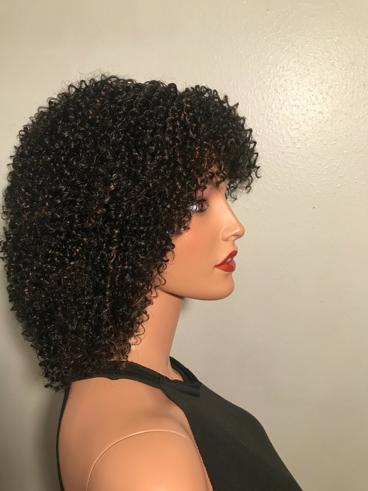 NWT Sky Breathable Black with Highlights Full Curly Fashion Half Wig