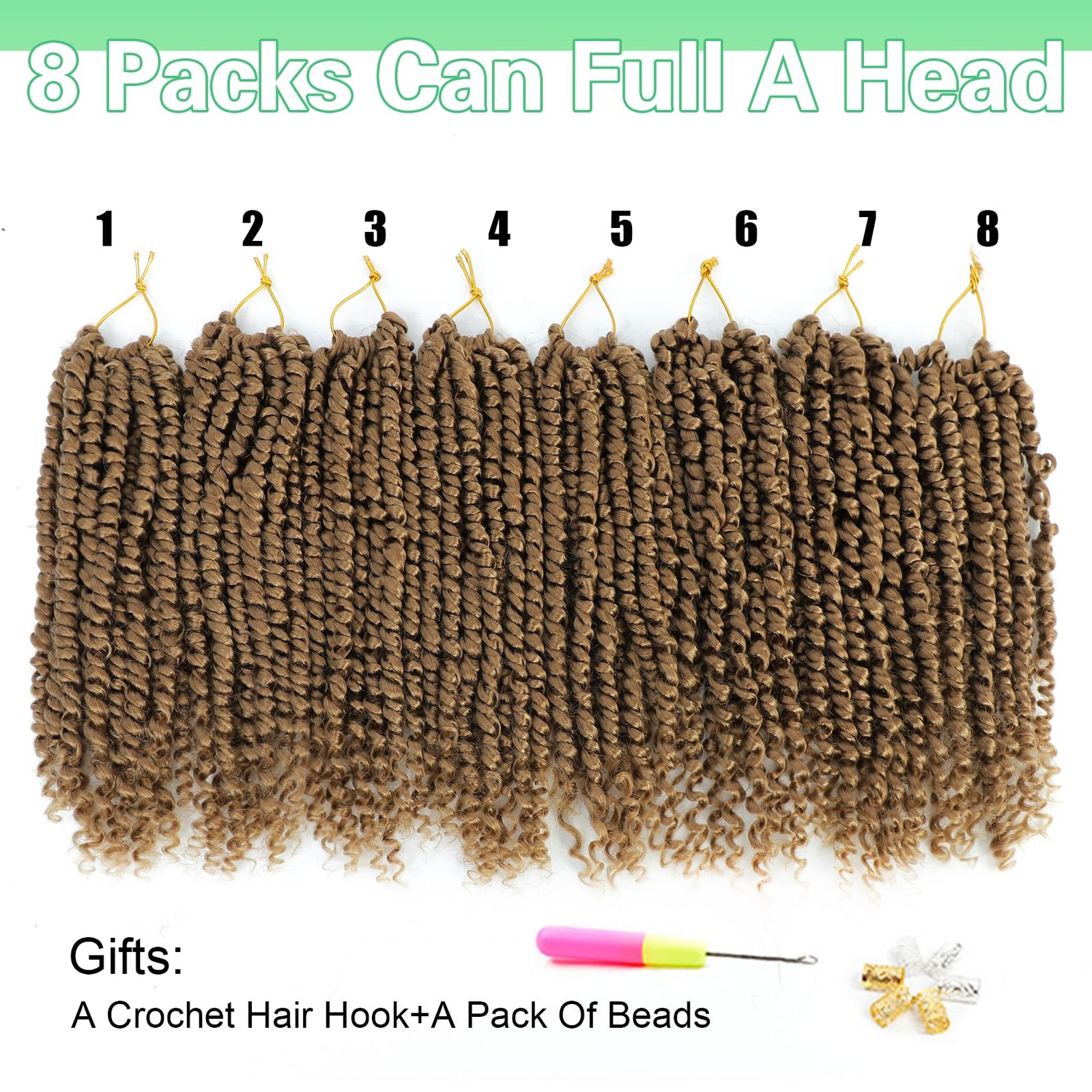 Ameli Passion Twist Crochet Hair 10 Inch Passion Twist Hair 8 Packs Pre-Twisted