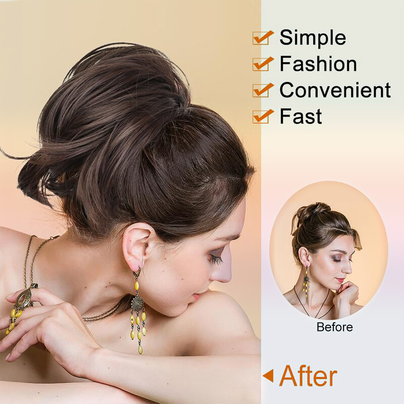 Clip In Ponytail Short Claw On Bun Hair Extension Updo Piece Bendable Metal Wire