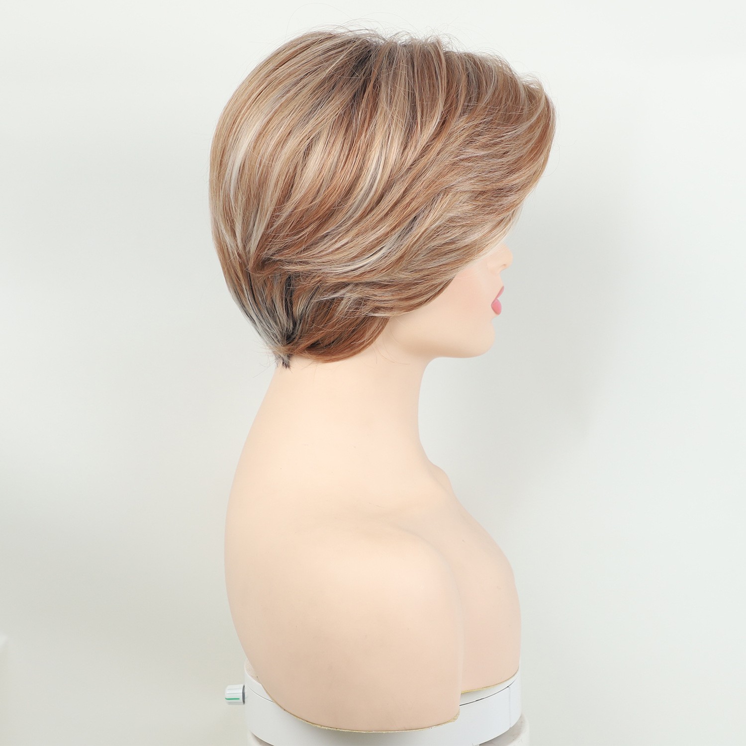Ombre Blonde Brown Mixed Short Pixie Cut Wig Women Synthetic Heat Resistant Wig