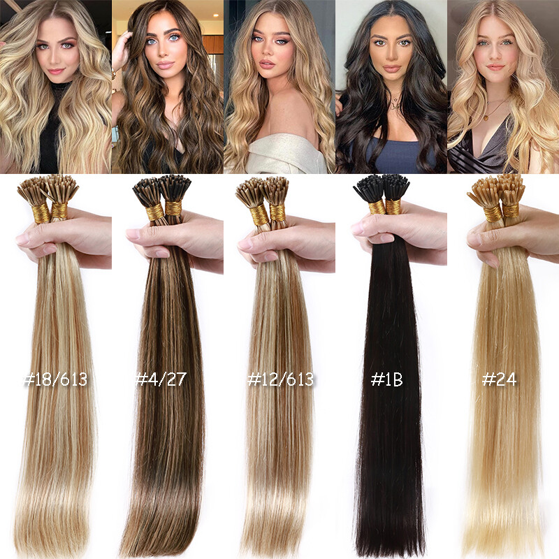 Thick 1G Per Strands Russian Stick I Tip Real 100% Remy Human Hair Extensions US
