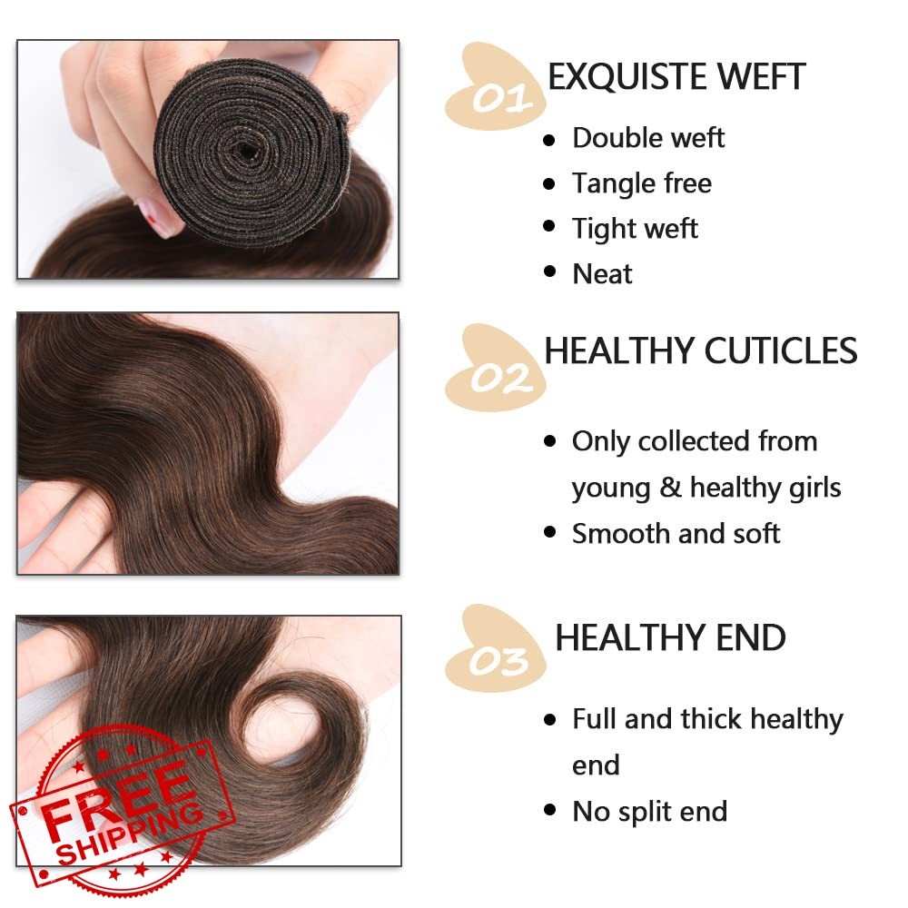 Weeybay Body Wave Bundles 18″ #4 Chocolate Brown 150g