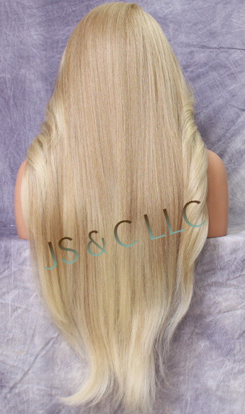 Extra LongHuman Hair blend Heat OK Lace Front Wig Blonde mix WBPC 27/613