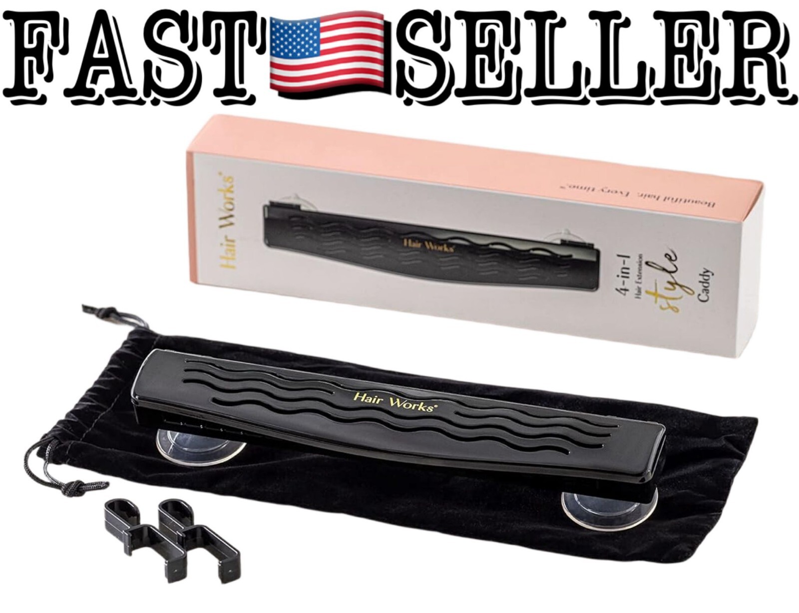 Hair Works 4-in-1 Hair Extension Style Caddy The Original Hair Extension Holder