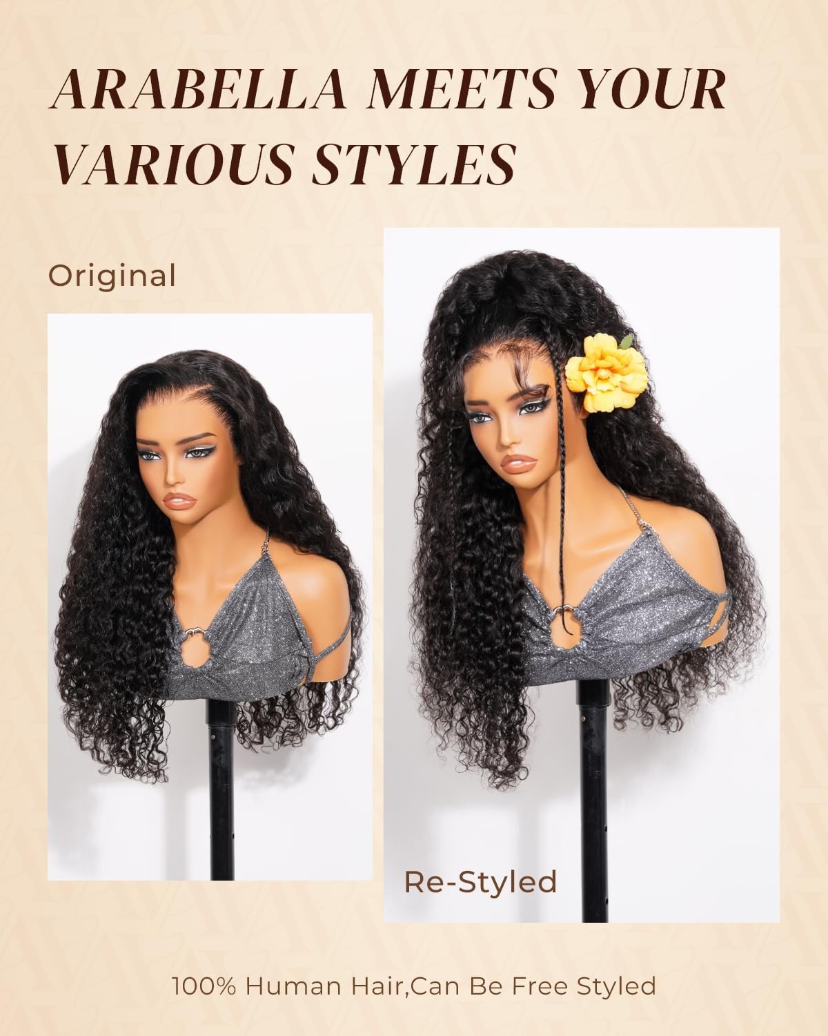 13×6 Deep Wave Lace Front Wig – 210% Density, Glueless, Pre-Plucked, 20″ Water W