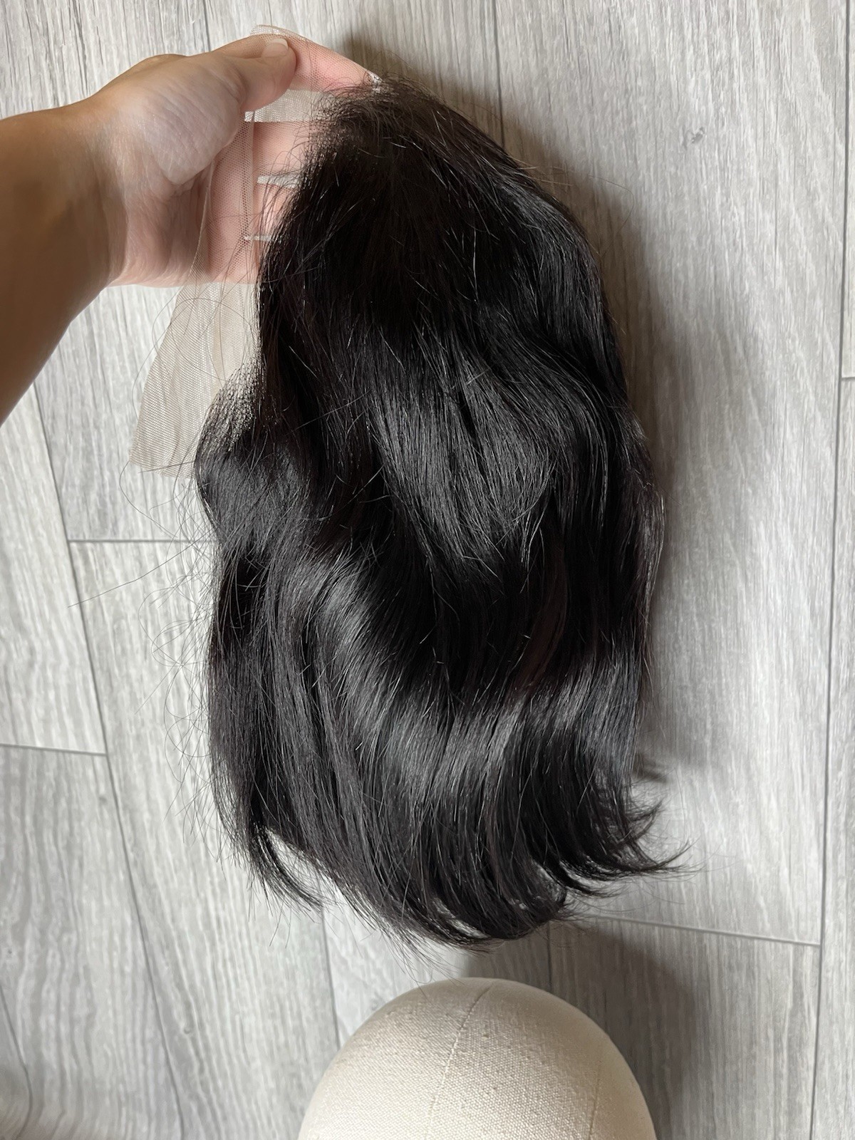 Luxurious Straight Human Hair wig 12 inches Black 1B With Lace & Baby Hairs A9
